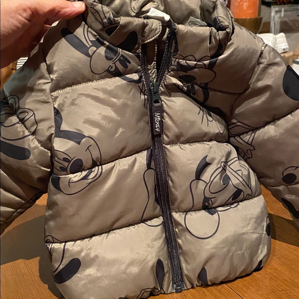 Disney Mickey Mouse Patterned Puffer Jacket w/detachable Hood SZ 9 Months
